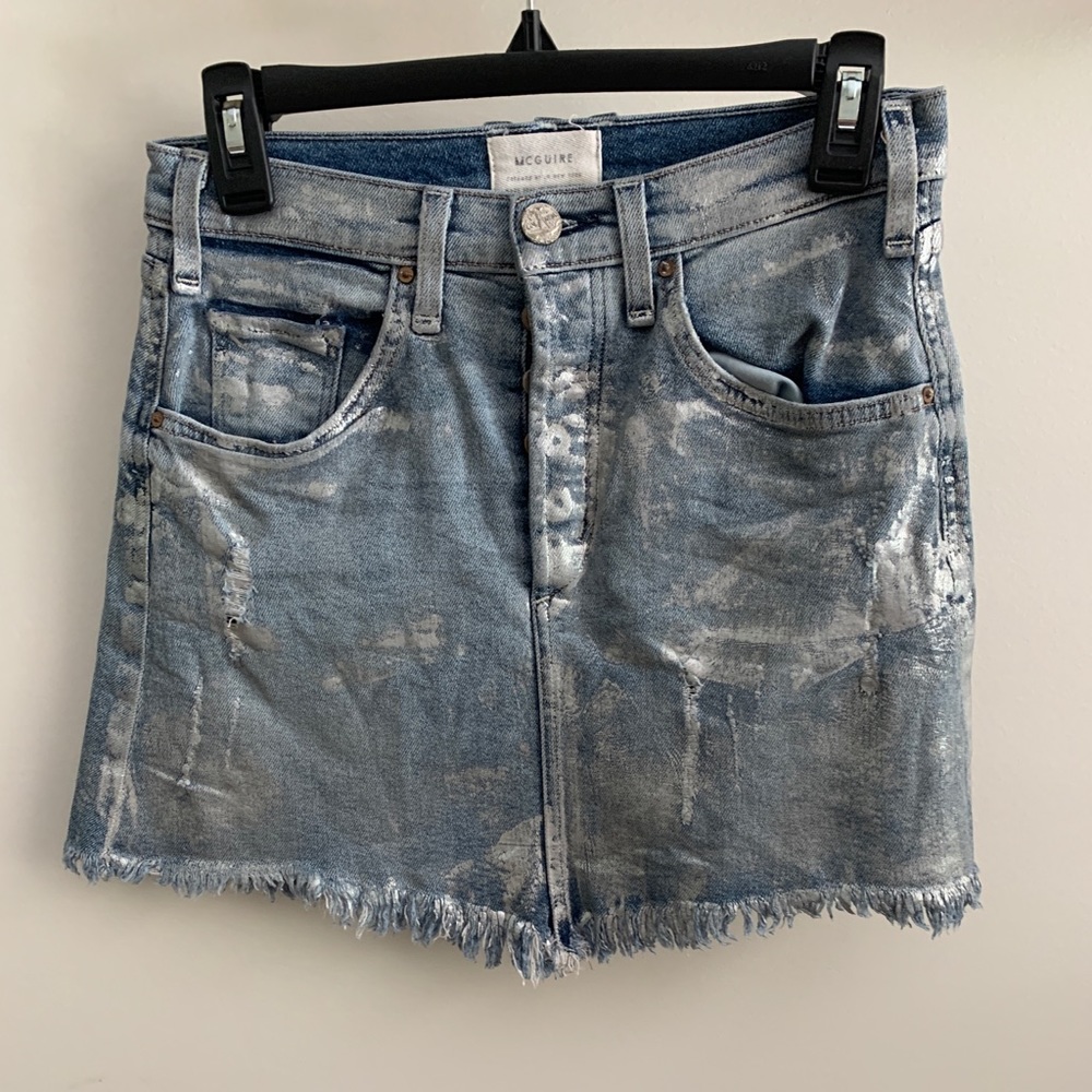 Mcguire metallic denim skirt